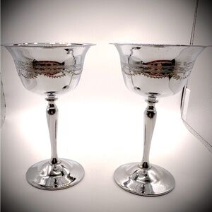 Pair of Art Deco Cocktail Glasses/Stems Etched/Designed Vine Pattern, Very Old.